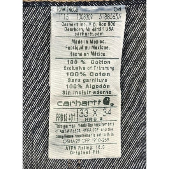Carhartt FR Jeans Men's 33x34 Original Fit Flame Resistant Utility Workwear Blue - Picture 5 of 12